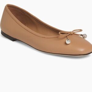 Jimmy Choo Elme Biscuit Leather Embellished Ballet Flat 41.5=11.5